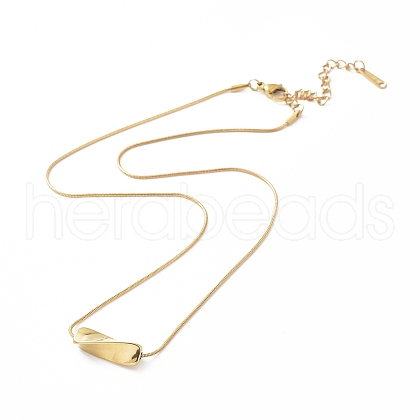 Ion Plating(IP) 304 Stainless Steel Twist Rectangle Pendant Necklace with Snake Chains NJEW-K252-01G-1