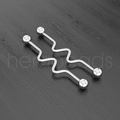 316L Surgical Stainless Steel Wavy Bar Industrial Barbell Cartilage Earrings FS-WG6688D-09-1
