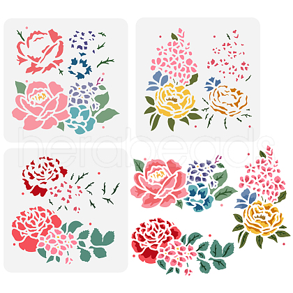 3Pcs 3 Styles PET Hollow Out Drawing Painting Stencils DIY-WH0394-0194-1