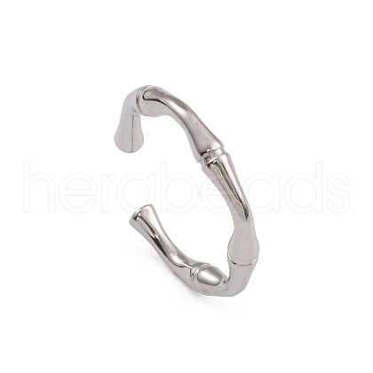 Non-Tarnish 304 Stainless Steel Bamboo Joint Open Cuff Rings for Women RJEW-G285-09P-1