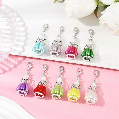 Angel Handmade Glass Seed Beaded & Acrylic Pendants Decorations HJEW-MZ00271-1