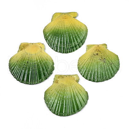 Spray Painted Natural Scallop Shell Big Pendants SSHEL-T017-14E-1