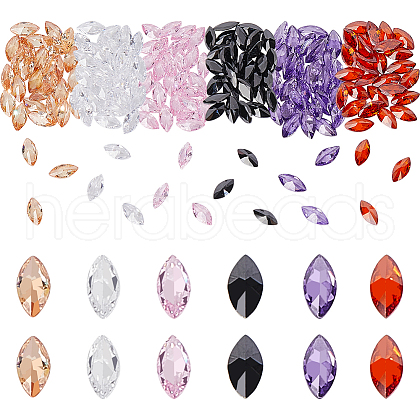   180Pcs 6 Colors Cubic Zirconia Pointed Back Cabochons ZIRC-PH0001-44-1
