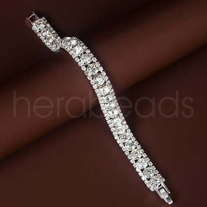 Square Alloy Rhinestone Cup Chain Bracelets for Women WG1D83C-06-1