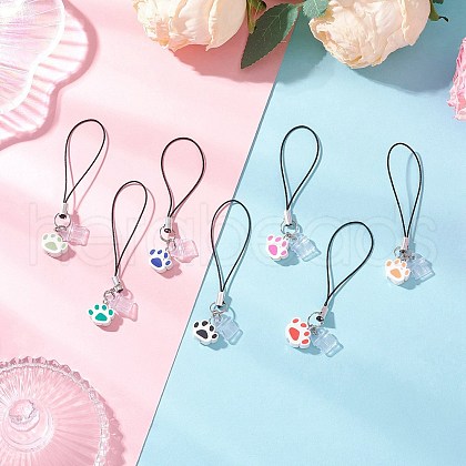 Handmade Polymer Clay Paw Print Charm Mobile Straps HJEW-JM03345-1