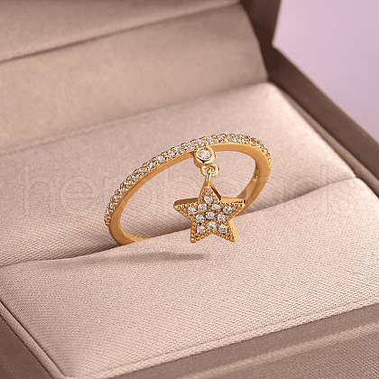 Brass Micro Pave Cubic Zirconia Finger Rings for Women SB7681-1-1