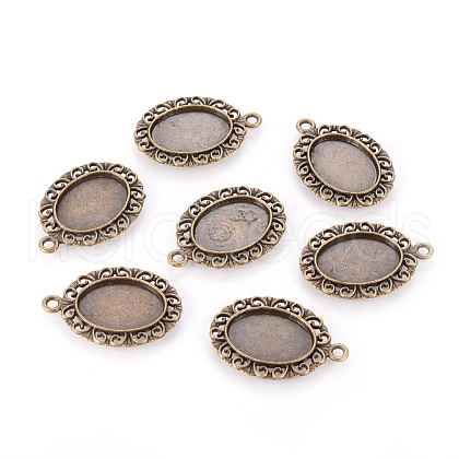 Tibetan Style Pendant Cabochon Settings TIBEP-R099-AB-FF-1
