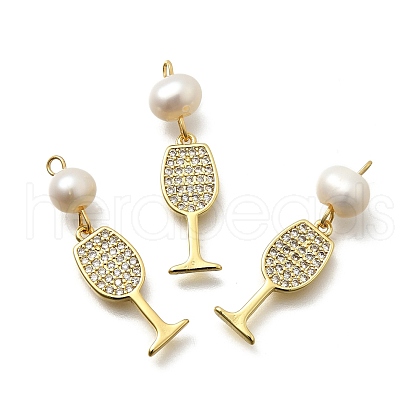 Brass Micro Pave Cubic Zirconia Pendants KK-Z093-23G-01-1