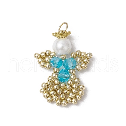 Glass Seed Beaded Angel Pendants PALLOY-MZ00652-05-1