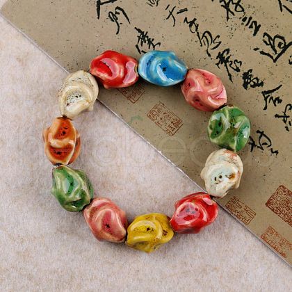 Handmade Porcelain Beaded Stretch Bracelets for Women FS-WG726AB-12-1