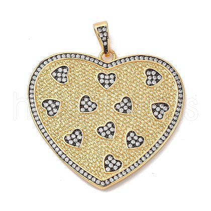 Brass Micro Pave Clear Cubic Zirconia Pendants KK-U076-20G-1