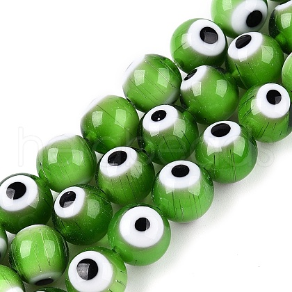 Handmade Evil Eye Lampwork Beads Strands LAMP-N024-32A-1