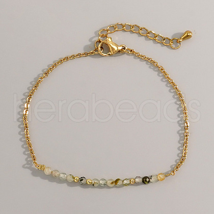 Natural Rutilated Quartz Beads Link Bracelets AL8612-1-1