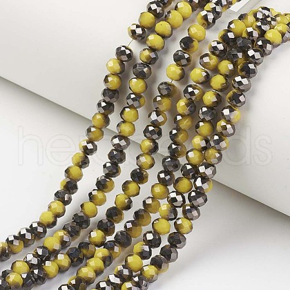 Electroplate Opaque Glass Beads Strands EGLA-A034-P4mm-P06-1