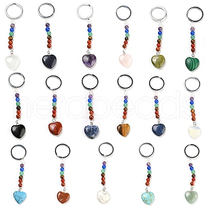 Gemstone Heart Pendant Keychain G-Z033-05P-1