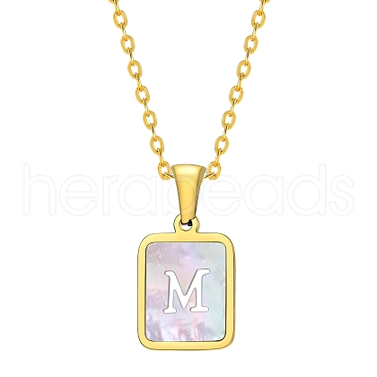 Shell Rectangle Pendant Initial Necklaces PW-WGEBFCF-13-1