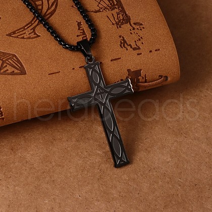 Stainless Steel Cross Pendant Necklaces CL9697-3-1