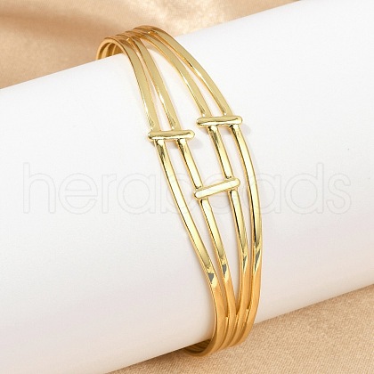 Hollow Out 304 Stainless Steel Cuff Bangles for Women BJEW-Z097-03G-1