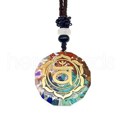 Resin & Natural & Synthetic Mixed Gemstone Pendant Necklaces OG4289-03-1