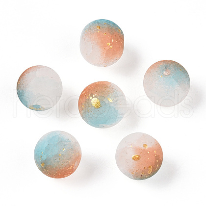 Frosted Baking Painted Crackle Glass Beads with Glitter Powder X1-DGLA-T004-01C-1