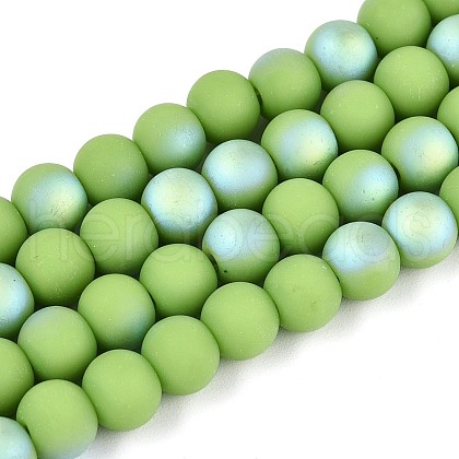 Frosted Opaque Glass Beads Strands GLAA-T032-P6mm-MBB06-1
