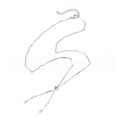 304 Stainless Steel Flat Bar Link Chain Necklace Making AJEW-JB01349-02-1