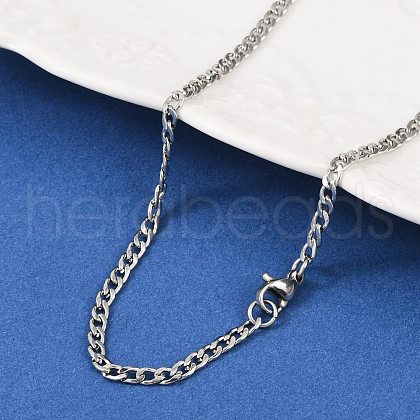 Non-Tarnish 201 Stainless Steel Curb Chains Necklaces NJEW-R063-39P-1