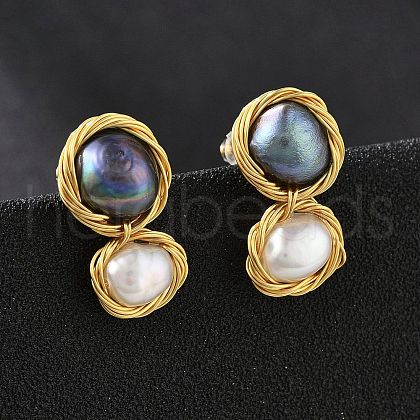 Mother's Day Jewellery Brass Wired Stud Earrings EJEW-P302-04G-1