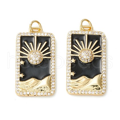 Rack Plating Brass Micro Pave Clear Cubic Zirconia Pendants KK-D073-24G-01-1