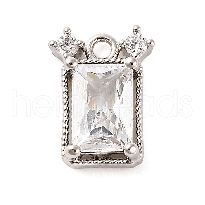 Brass Pave Clear Cubic Zirconia Charms KK-Z051-01P-01-1