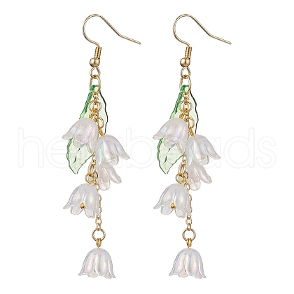 Flower Acrylic with 304 Stainless Steel Dangle Earrings EJEW-JE06142-1