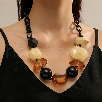 Bohemian Resin Nuggets Beaded Chunky Necklaces for Women FS-WGA6DA1-13-1