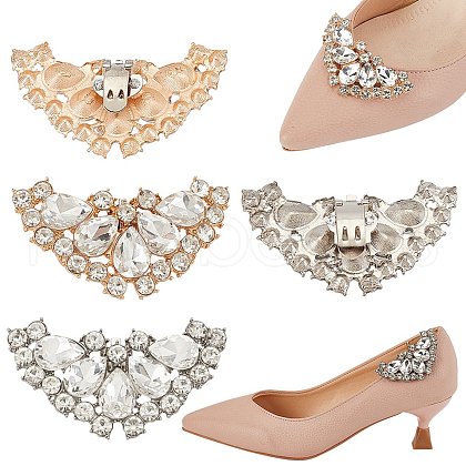 ARRICRAFT 4Pcs 2 Colors Detachable Alloy Rhinestone Shoe Buckle Clips FIND-AR0005-05-1