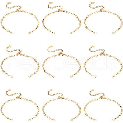  10Pcs Half Finished 304 Stainless Steel Mariner Link Chains Bracelets AJEW-NB0003-66-1