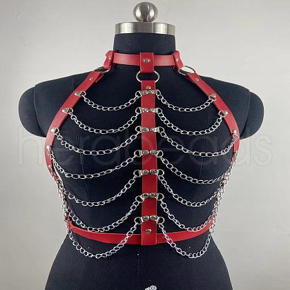 Imitation Leather Alloy Multi-Layered Chain Tassel Chest Chains FS-WG5C4BA-01-1