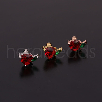Heart Brass Micro Pave Cubic Zirconia Cartilage Earrings for Women WG9FBC0-13-1