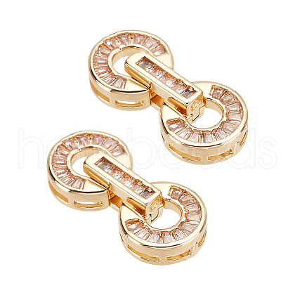 Brass Pave Clear Cubic Zirconia Fold Over Clasps FIND-WH0156-22G-1
