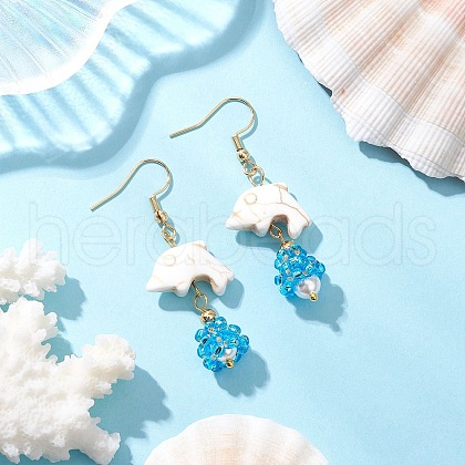Shell Glass Dangle Earrings EJEW-MZ00424-02-1