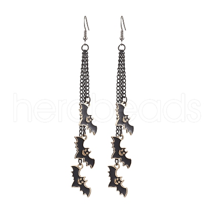 Halloween Themed Bat Alloy Enamel Dangle Earrings EJEW-JE06071-1