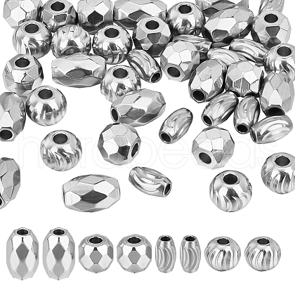 Unicraftale 40Pcs 4 Style 201 Stainless Steel Beads STAS-UN0045-25-1