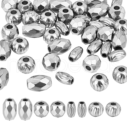 Unicraftale 40Pcs 4 Style 201 Stainless Steel Beads STAS-UN0045-25-1