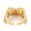 Ginkgo Leaf Clear Cubic Zirconia Open Cuff Ring RJEW-L121-027G-2
