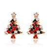 Christmas Tree Alloy Rhinestone Stud Earrings WG792CD-01-4