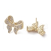 Bowknot Brass Stud Earrings EJEW-M245-05G-1