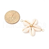 Natural Mixed Cowrie Shell Connector Charms PALLOY-JF03858-02-3