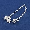 Brass Pave Clear Cubic Zirconia European Safety Chains with Charms KK-L236-16B-S-2