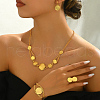Vintage Brass Gold Coin Bracelets & Earrings & Necklaces & Rings Set for Women's Party and Banquet LY2424-3