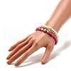 3Pcs 3 Style Polymer Clay Heishi Stretch Bracelets Set with Open Heart Charm BJEW-JB07590-3