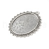Tibetan Style Antique Silver Alloy Flat Oval Pendant Cabochon Settings X-TIBEP-M022-40AS-2