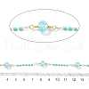 Brass Hexagonal Column Glass Seaded Beaded & Resin Round Beaded Link Chains CHC-G026-01A-2